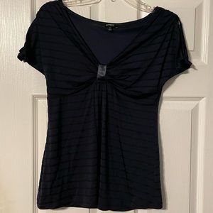 Express Sheer Striped Open Sleeved Blouse